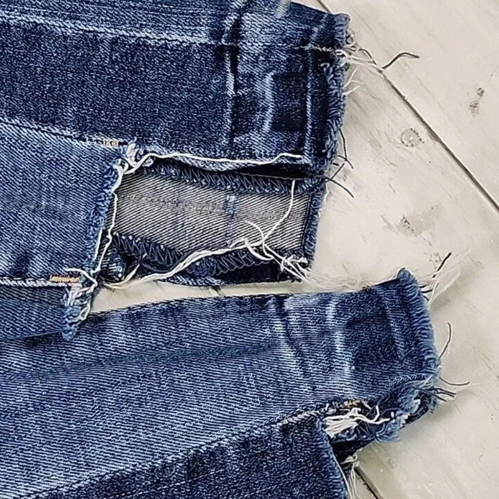 [BLANKNYC] Womens Stretch Skinny Jeans Two Toned Blue Denim Mid Rise 27 Raw Hem